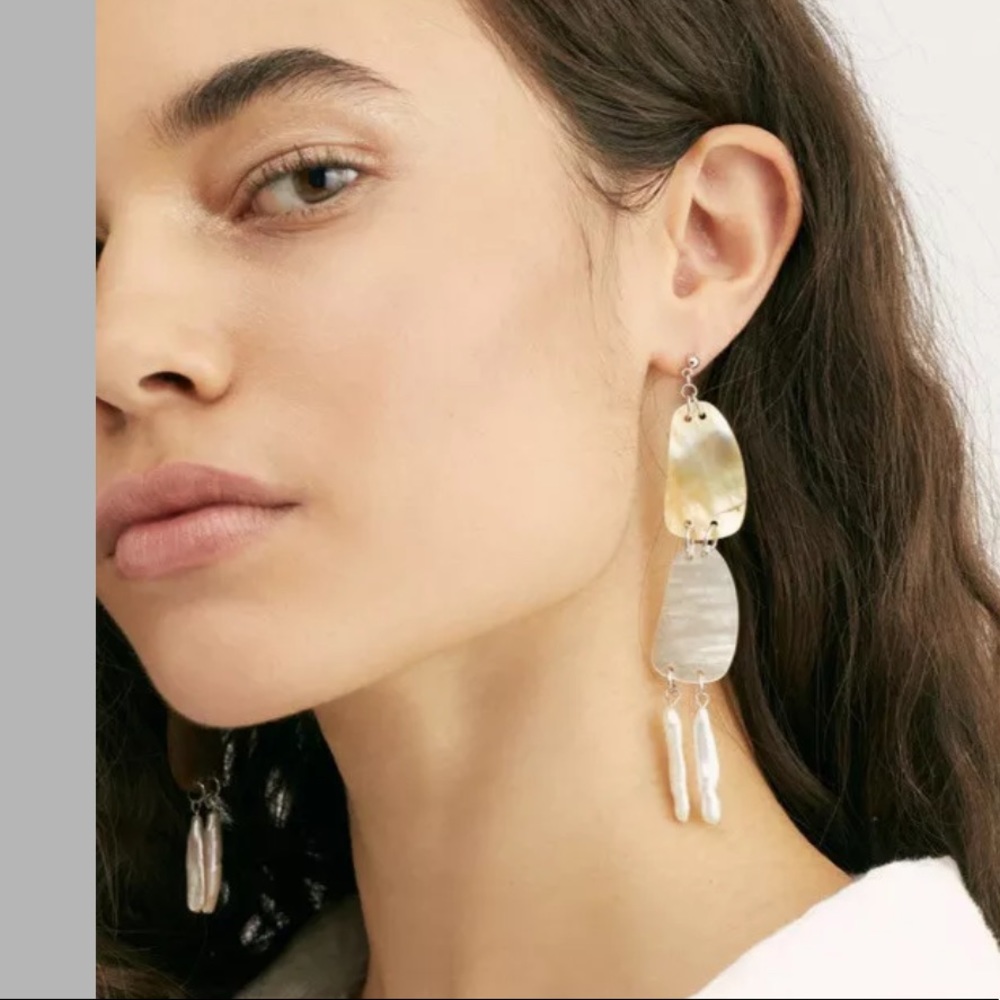 New Free People Harbor Dangle Pearl Earrings